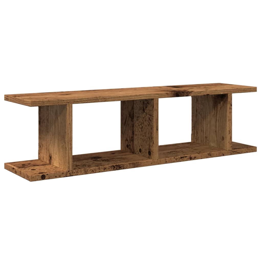 2 db antik fa színű szerelt fa fali polc 75 x 18 x 20 cm
