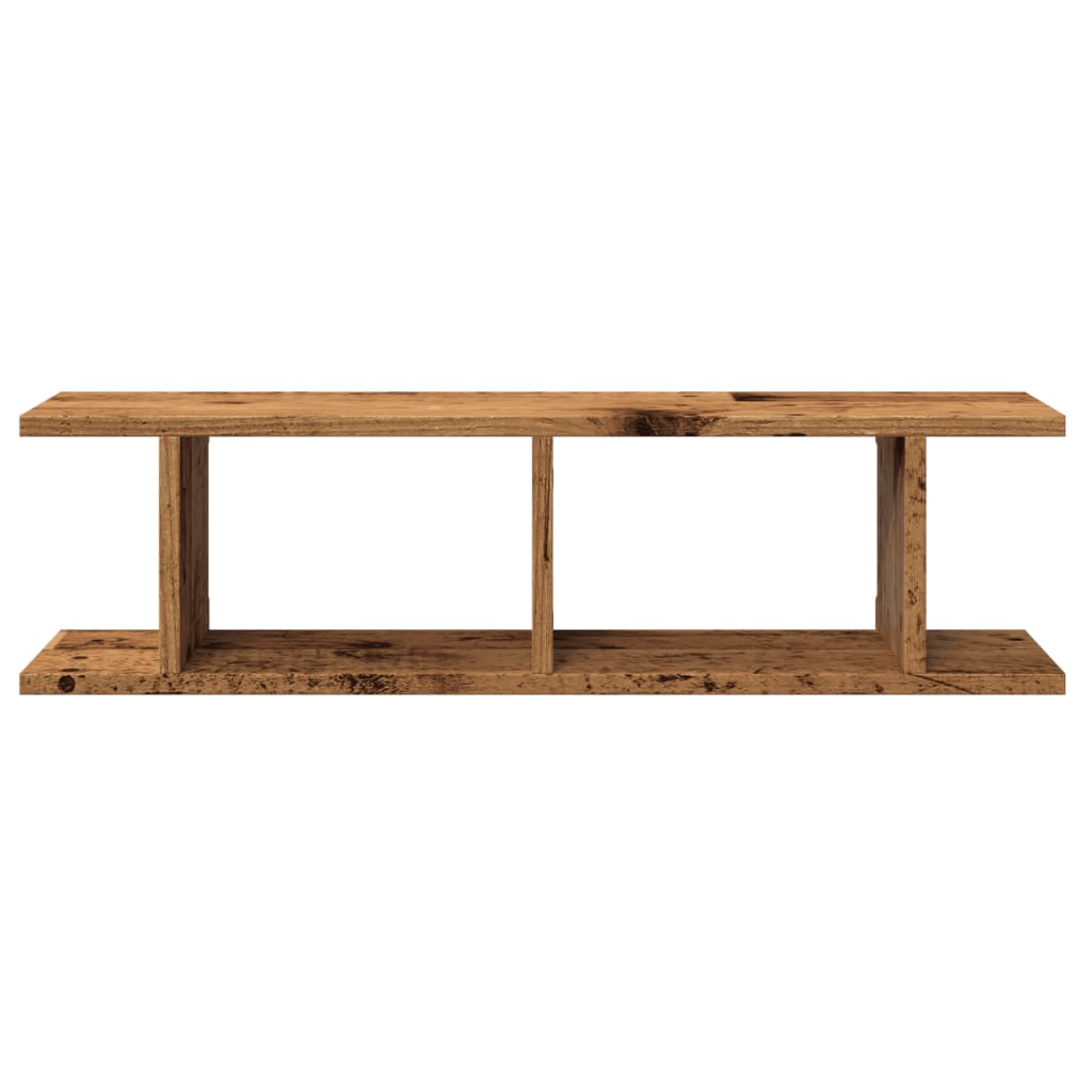 2 db antik fa színű szerelt fa fali polc 75 x 18 x 20 cm
