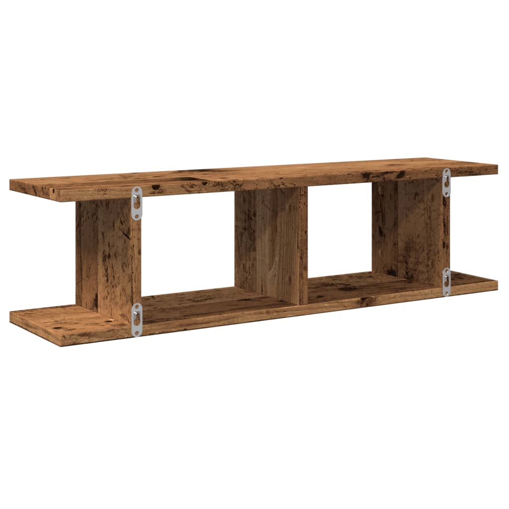 2 db antik fa színű szerelt fa fali polc 75 x 18 x 20 cm