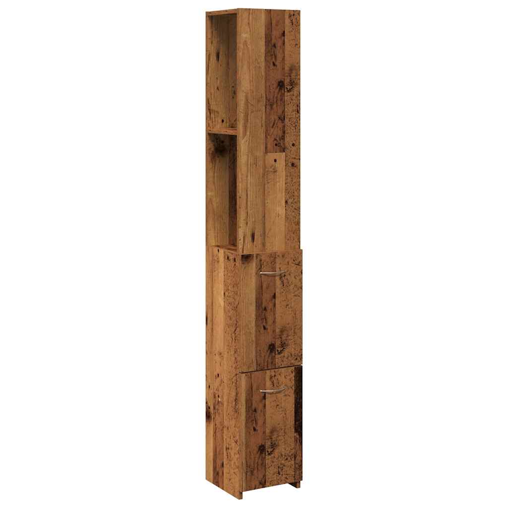antik fa színű szerelt fa fürdőszobaszekrény 25x25x170 cm