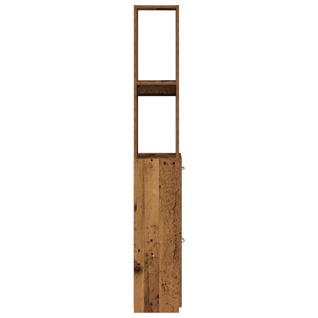 antik fa színű szerelt fa fürdőszobaszekrény 25x25x170 cm