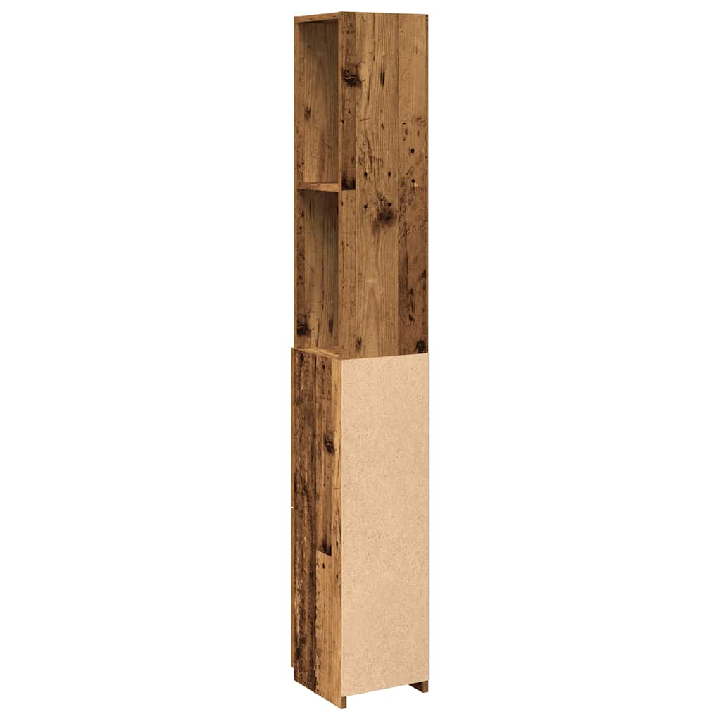 antik fa színű szerelt fa fürdőszobaszekrény 25x25x170 cm