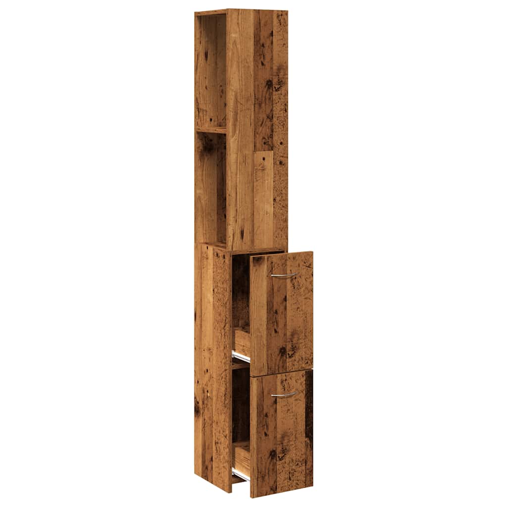 antik fa színű szerelt fa fürdőszobaszekrény 25x25x170 cm