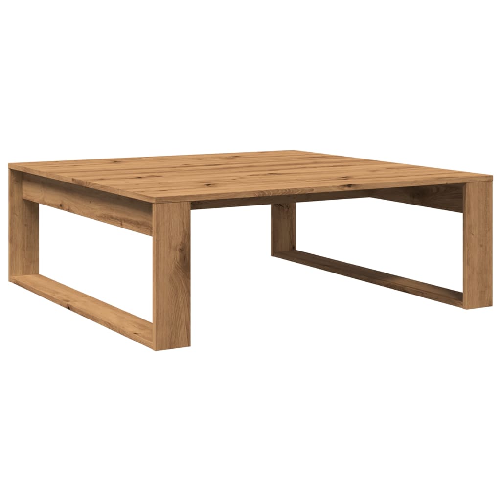 kézműves tölgy színű szerelt fa dohányzóasztal 100 x 100 x 35cm
