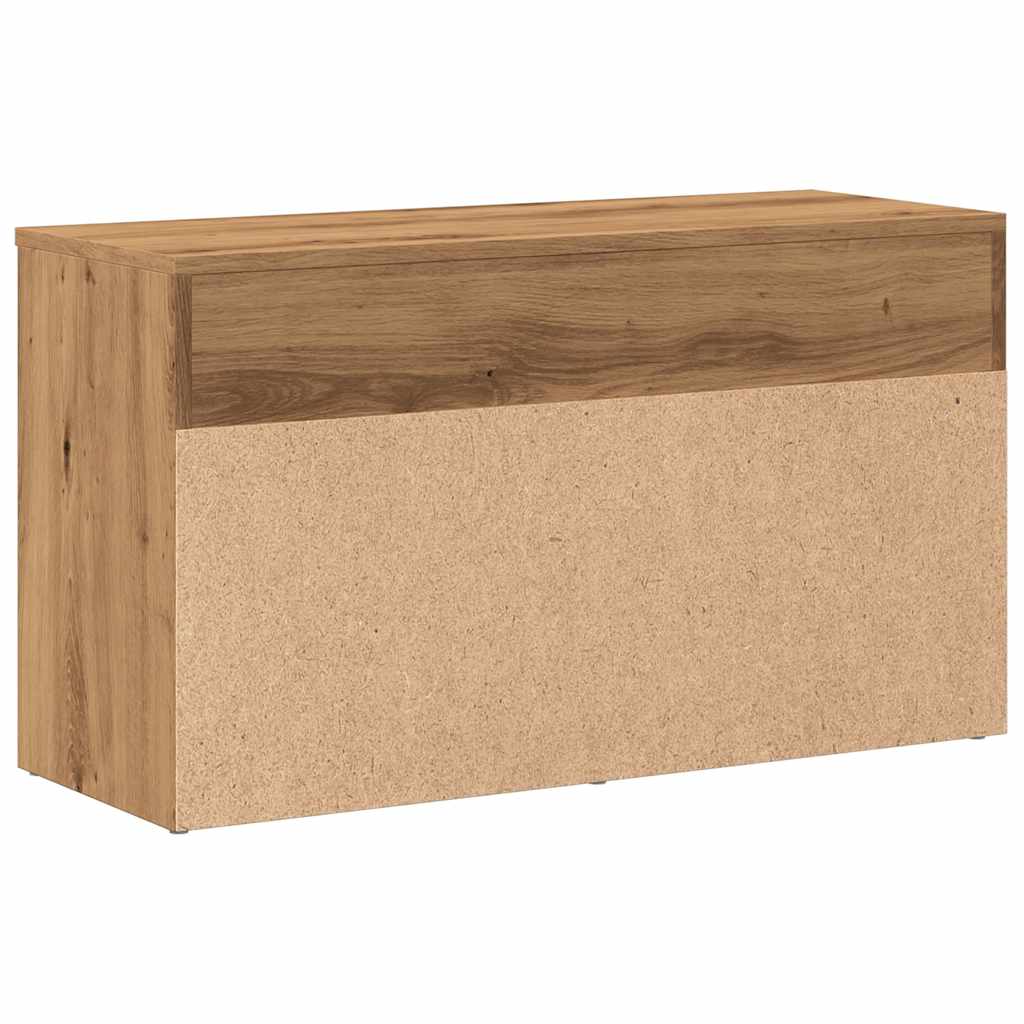 kézműves tölgy színű szerelt fa cipőtároló pad 80 x 30 x 45 cm