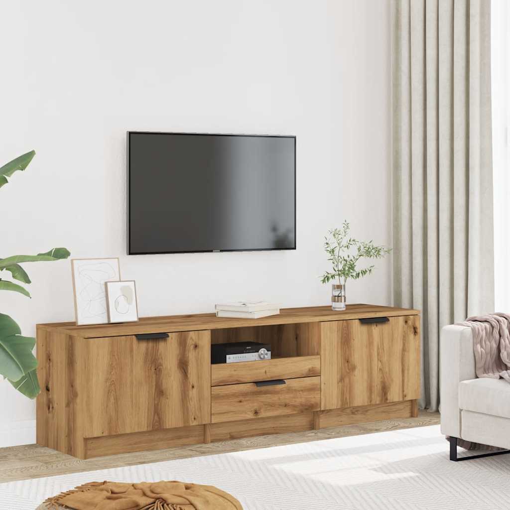 műfából készült, kézműves tölgyfa TV-szekrény 140 x 35 x 40 cm