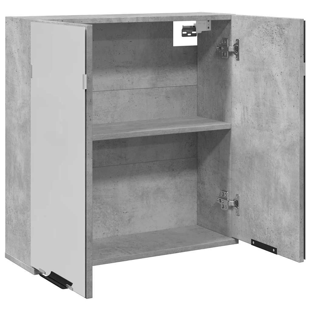 Fürdőszobai tükörszekrény betonszürke 64x20x66,5 cm műfa