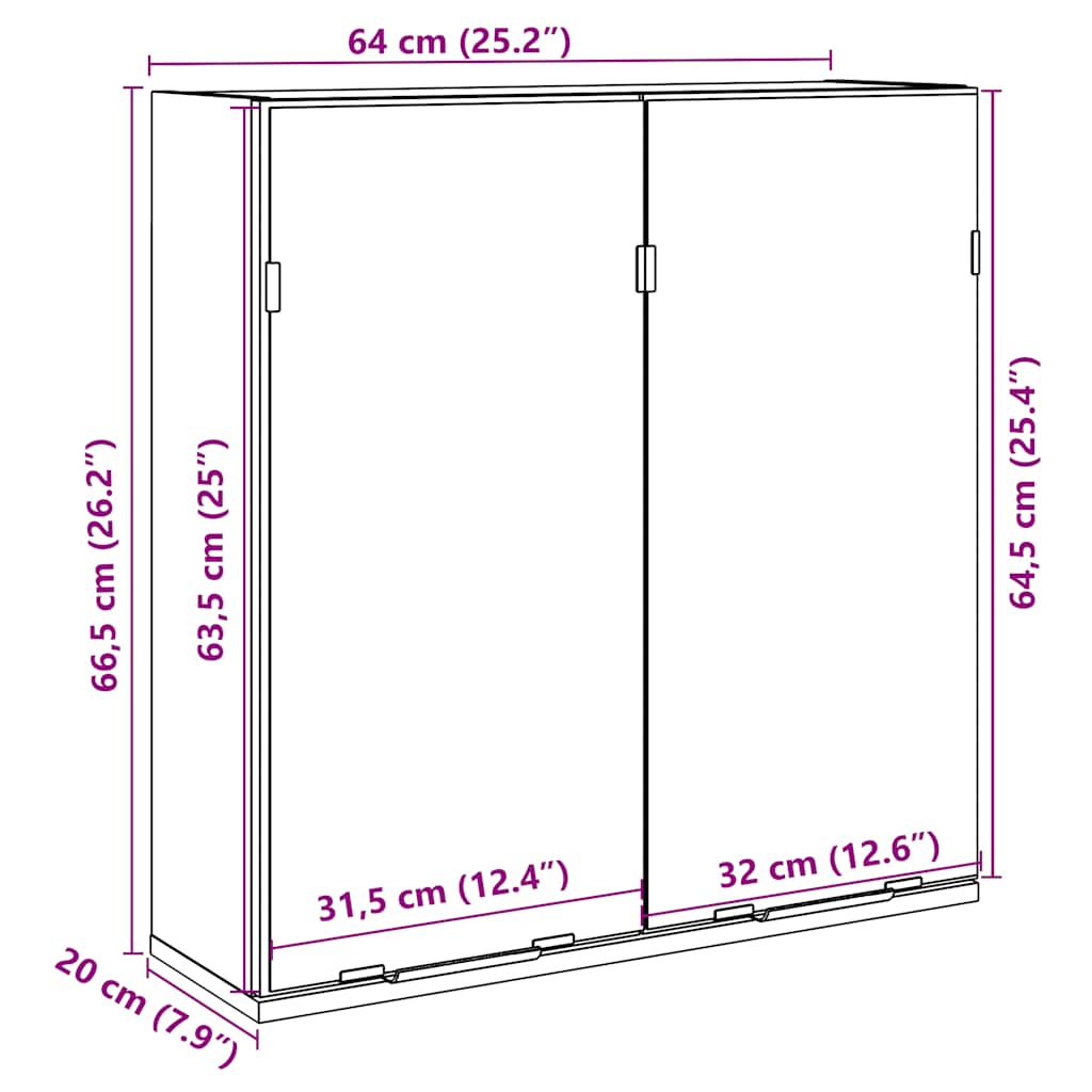 Fürdőszobai tükörszekrény betonszürke 64x20x66,5 cm műfa