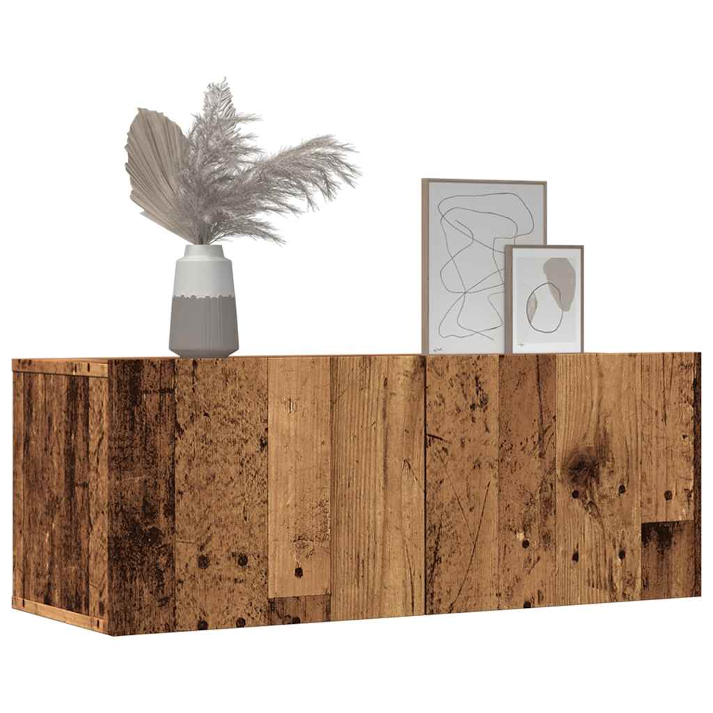 2 db antik fa színű falra szerelhető TV-szekrény 80 x 30 x 30cm