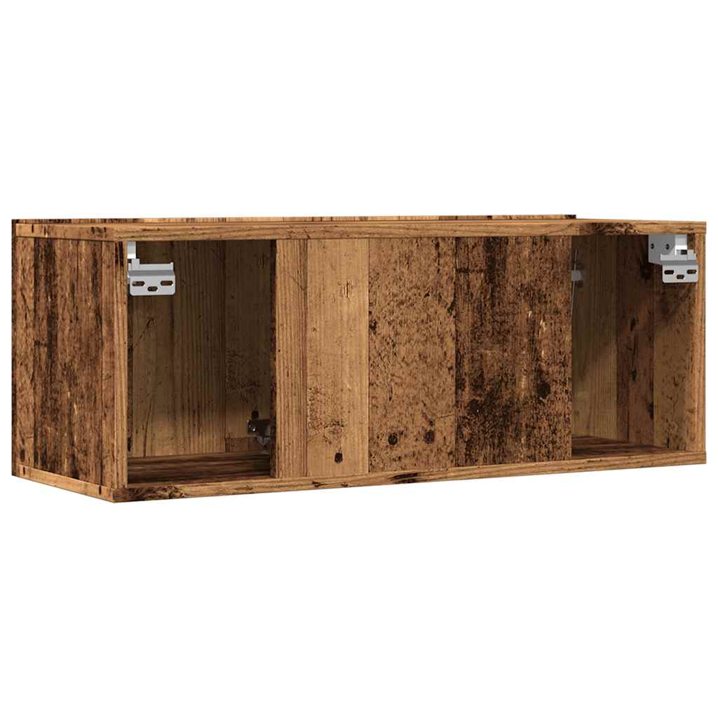2 db antik fa színű falra szerelhető TV-szekrény 80 x 30 x 30cm