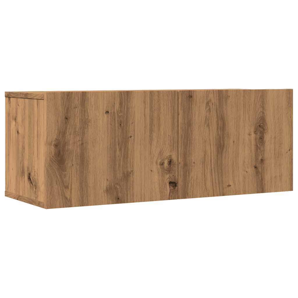 2 db kézműves tölgy falra szerelhető TV-szekrény 80x30x30 cm