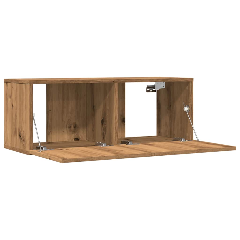 2 db kézműves tölgy falra szerelhető TV-szekrény 80x30x30 cm