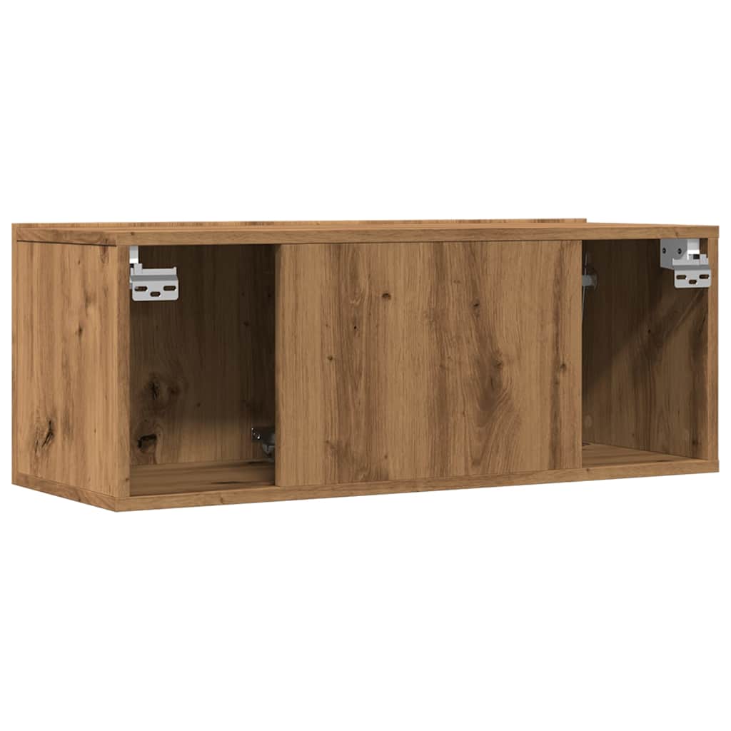 2 db kézműves tölgy falra szerelhető TV-szekrény 80x30x30 cm