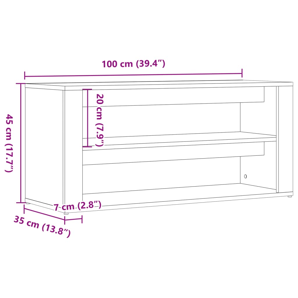 kézműves tölgy színű szerelt fa cipőtároló pad 100 x 35 x 45 cm