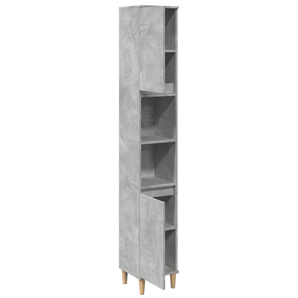betonszürke szerelt fa fürdőszobaszekrény 30 x 30 x 190 cm