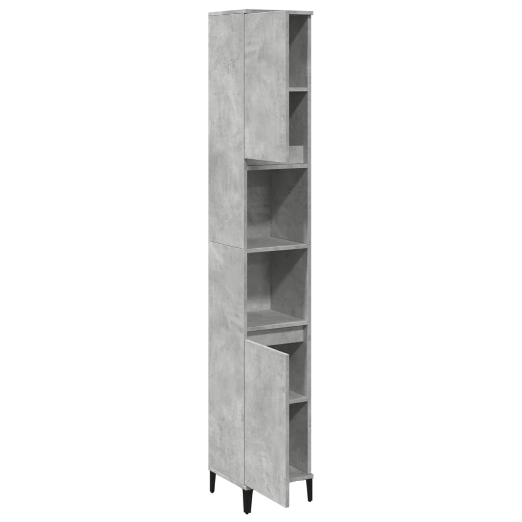 betonszürke szerelt fa fürdőszobaszekrény 30 x 30 x 190 cm