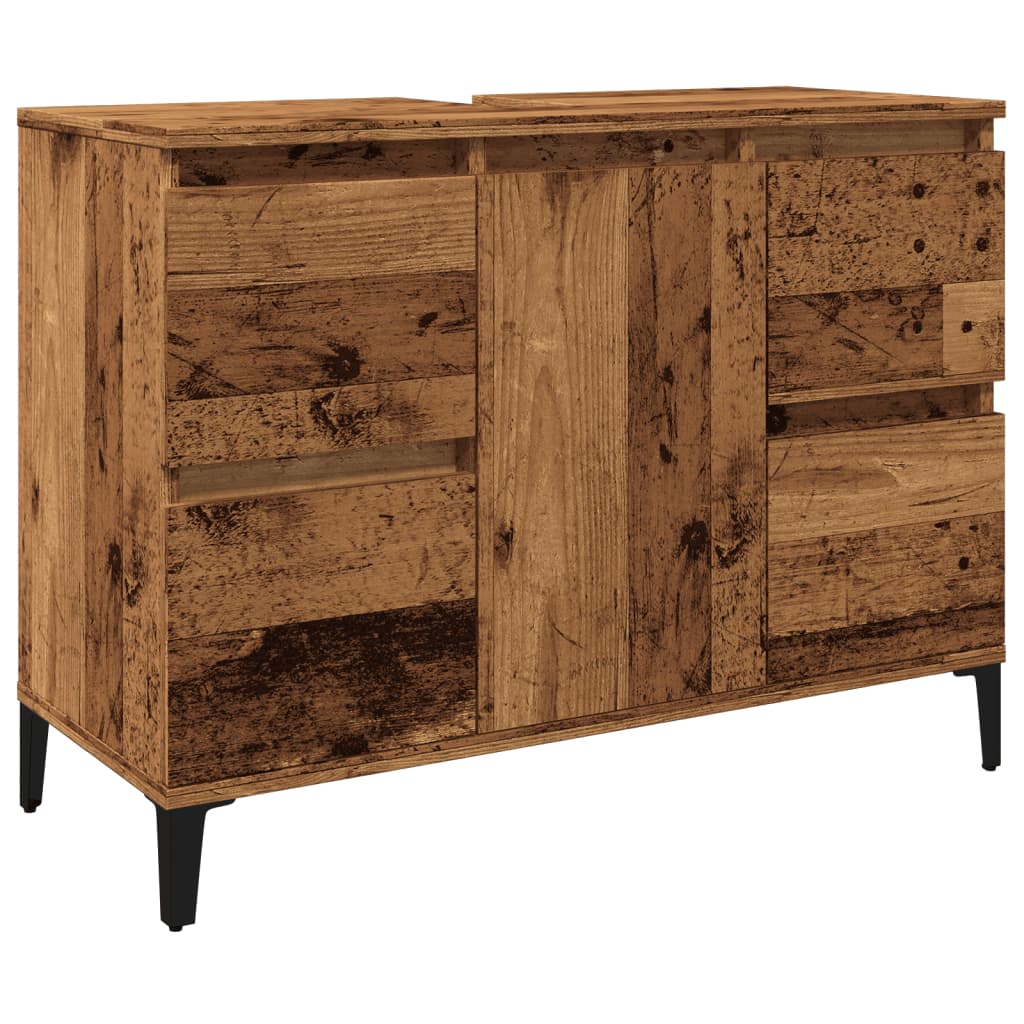 antik fa színű szerelt fa mosdószekrény 80 x 33 x 60 cm