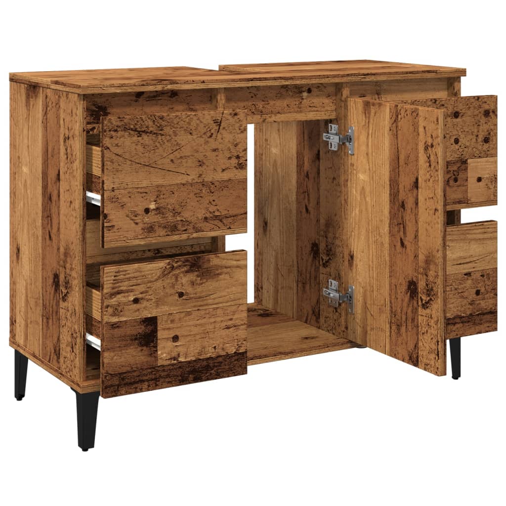 antik fa színű szerelt fa mosdószekrény 80 x 33 x 60 cm