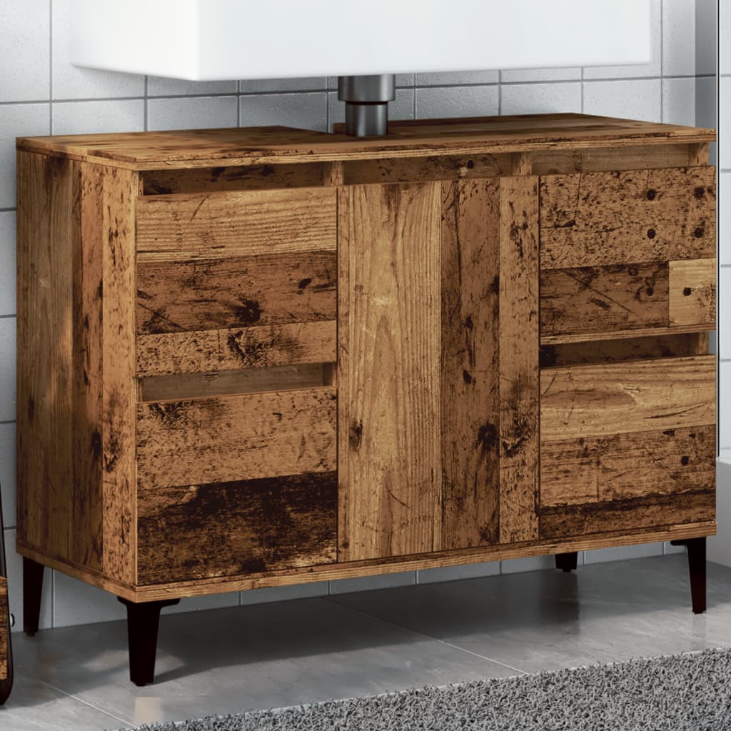 antik fa színű szerelt fa mosdószekrény 80 x 33 x 60 cm