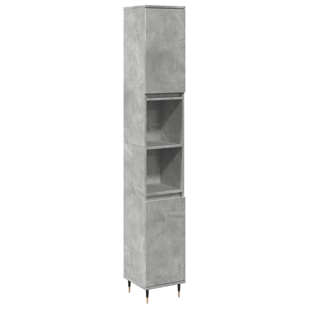 betonszürke szerelt fa fürdőszobaszekrény 30 x 30 x 190 cm