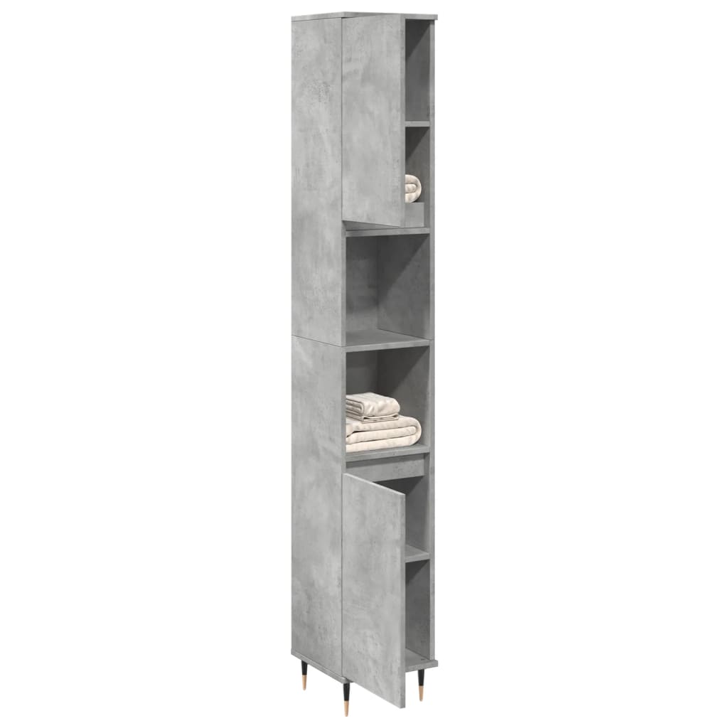 betonszürke szerelt fa fürdőszobaszekrény 30 x 30 x 190 cm
