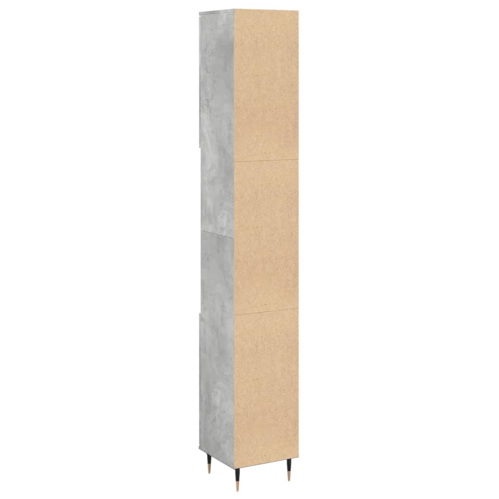 betonszürke szerelt fa fürdőszobaszekrény 30 x 30 x 190 cm