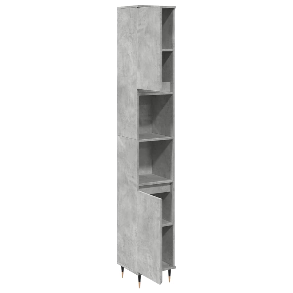 betonszürke szerelt fa fürdőszobaszekrény 30 x 30 x 190 cm