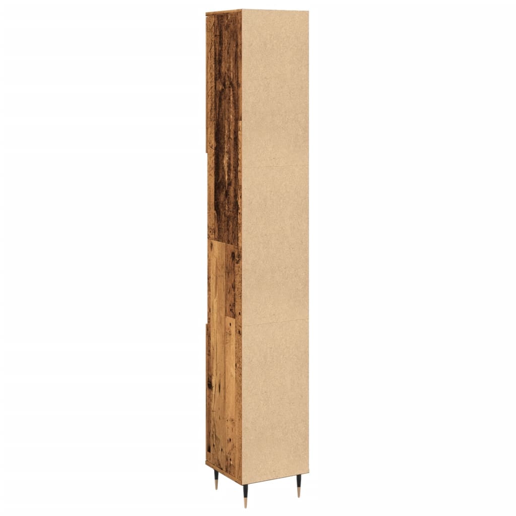 antik fa színű szerelt fa fürdőszobaszekrény 30 x 30 x 190 cm