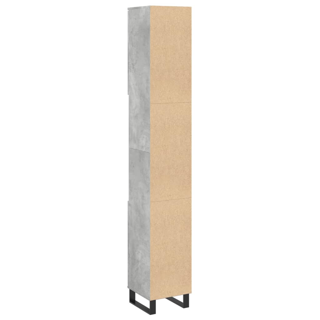 betonszürke szerelt fa fürdőszobaszekrény 30 x 30 x 190 cm