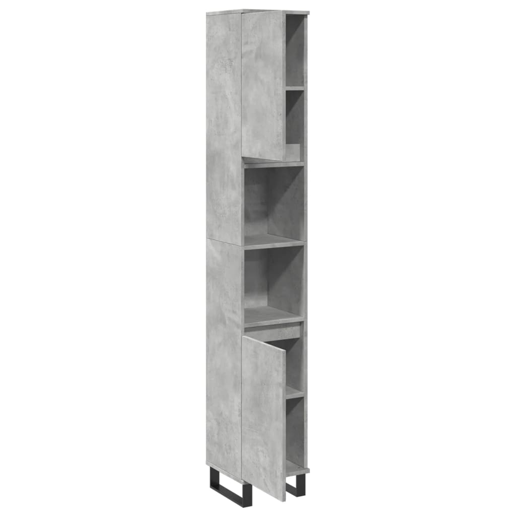 betonszürke szerelt fa fürdőszobaszekrény 30 x 30 x 190 cm