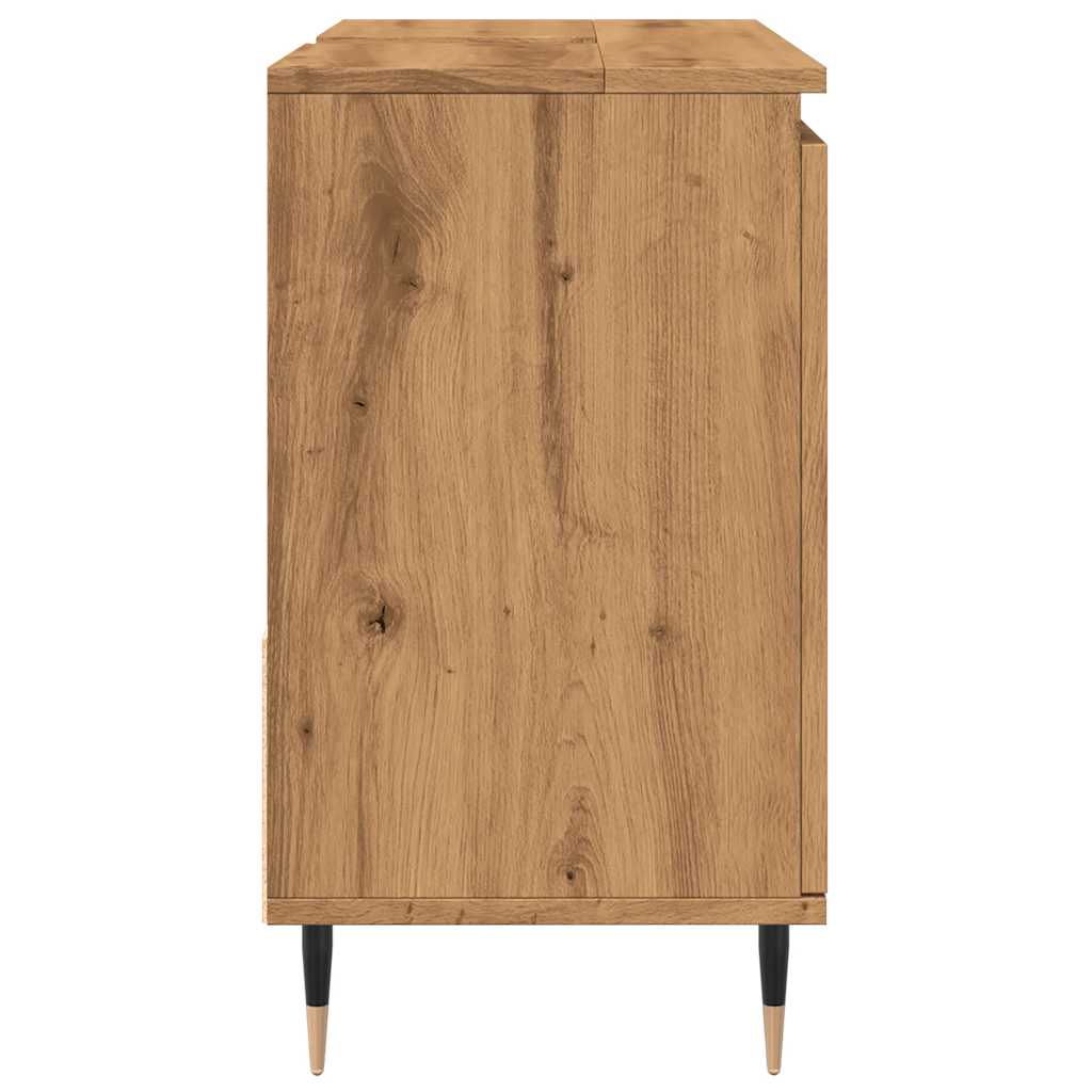 kézműves tölgy színű szerelt fa fürdőszobaszekrény 65x33x60 cm