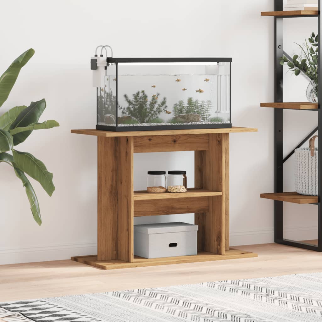 kézműves tölgyfa akváriumállvány 80 x 35 x 60 cm rétegelt fából