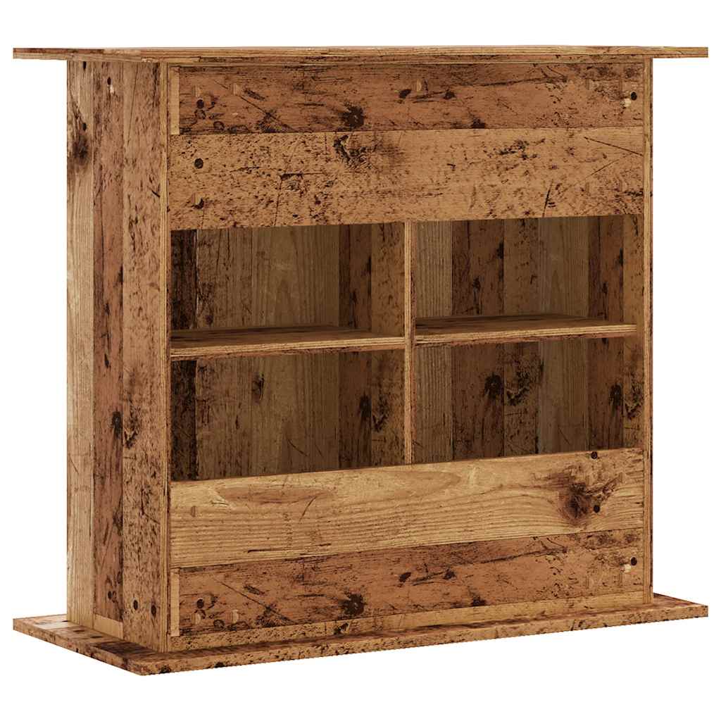 antik fa színű szerelt fa akváriumállvány 81x36x73 cm