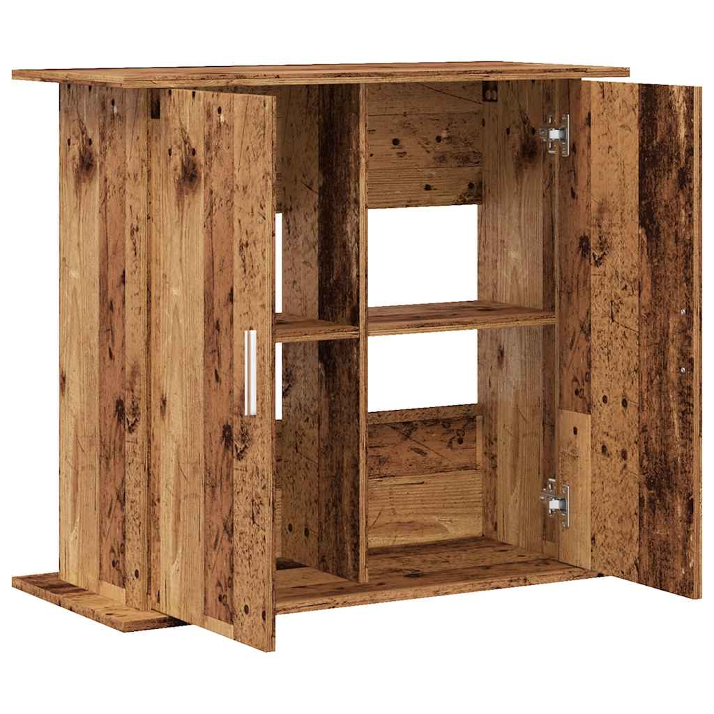 antik fa színű szerelt fa akváriumállvány 81x36x73 cm