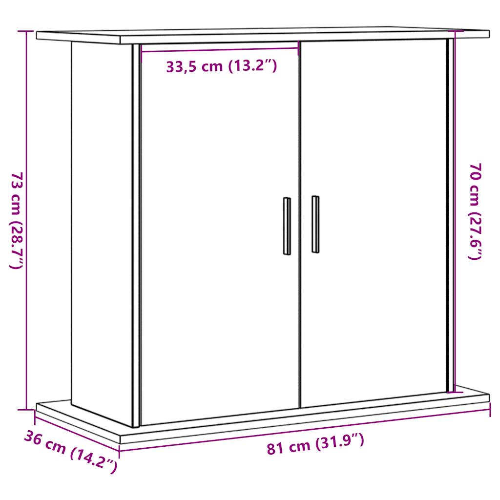 kézműves tölgyfa akváriumállvány 81 x 36 x 73 cm rétegelt fából