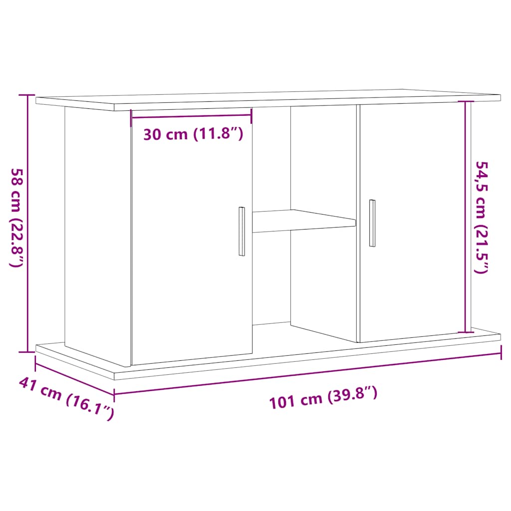 kézműves tölgyfa akváriumállvány 101 x 41 x 58 cm rétegelt fából