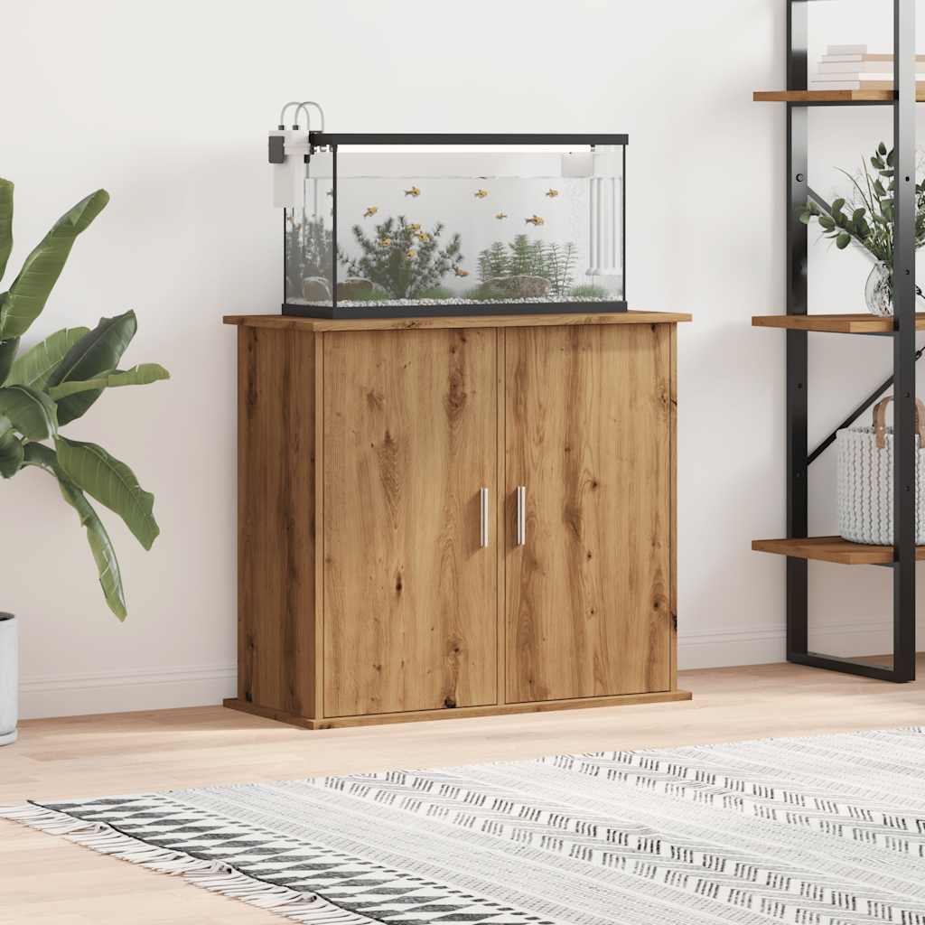 kézműves tölgyfa akváriumállvány 81 x 36 x 73 cm rétegelt fából