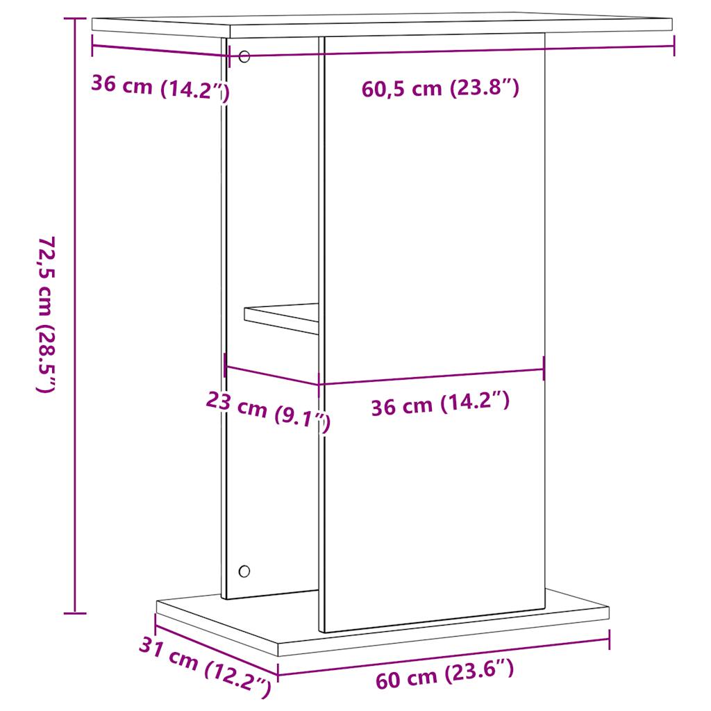 kézműves tölgyfa akváriumállvány 36 x 60,5 x 72,5 cm rétegelt fából