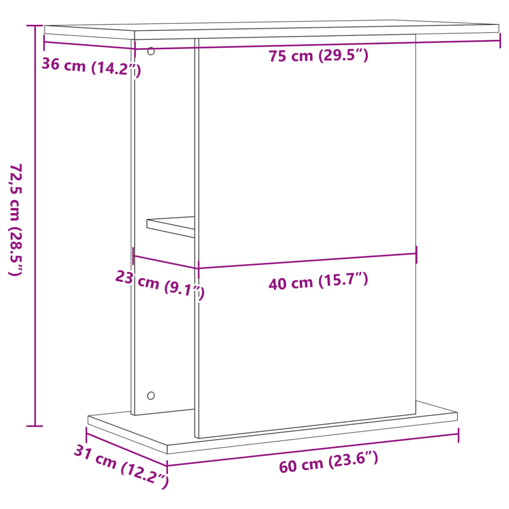 kézműves tölgyfa akváriumállvány 36 x 75 x 72,5 cm rétegelt fából