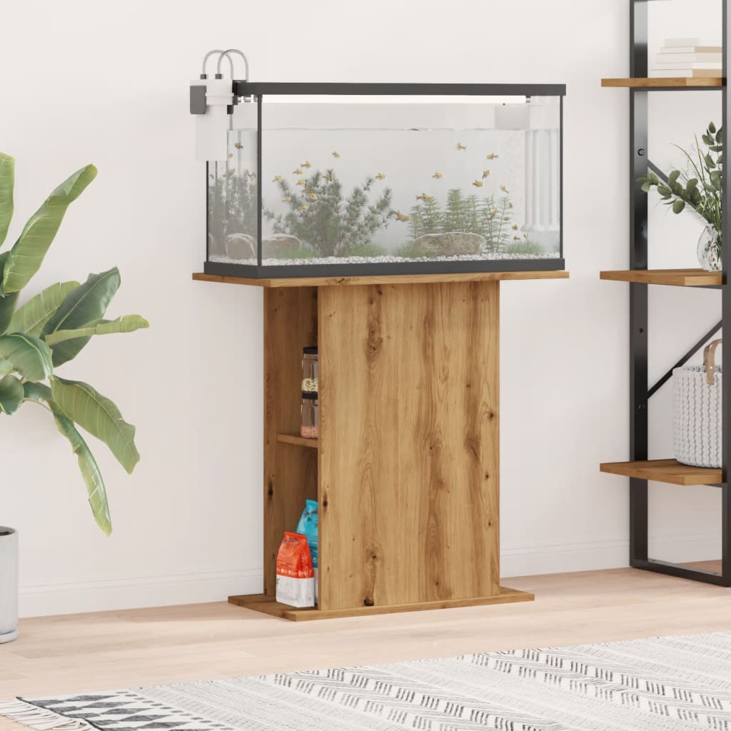 kézműves tölgyfa akváriumállvány 36 x 75 x 72,5 cm rétegelt fából