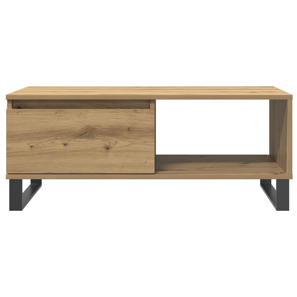 kézműves tölgy színű szerelt fa dohányzóasztal 90x50x36,5 cm
