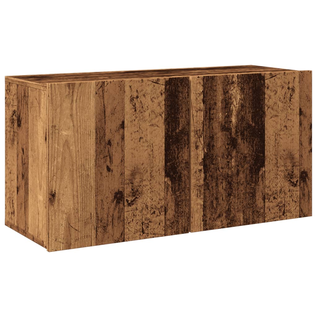 antik fa színű falra szerelhető TV-szekrény 80 x 30 x 41 cm