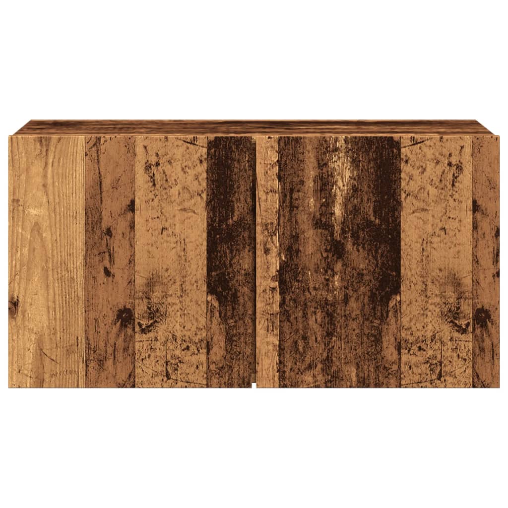antik fa színű falra szerelhető TV-szekrény 80 x 30 x 41 cm