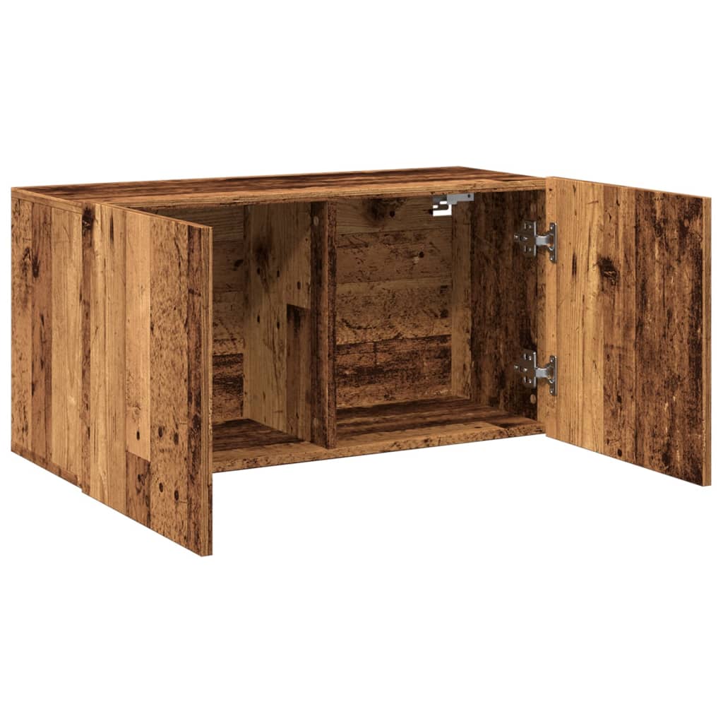 antik fa színű falra szerelhető TV-szekrény 80 x 30 x 41 cm