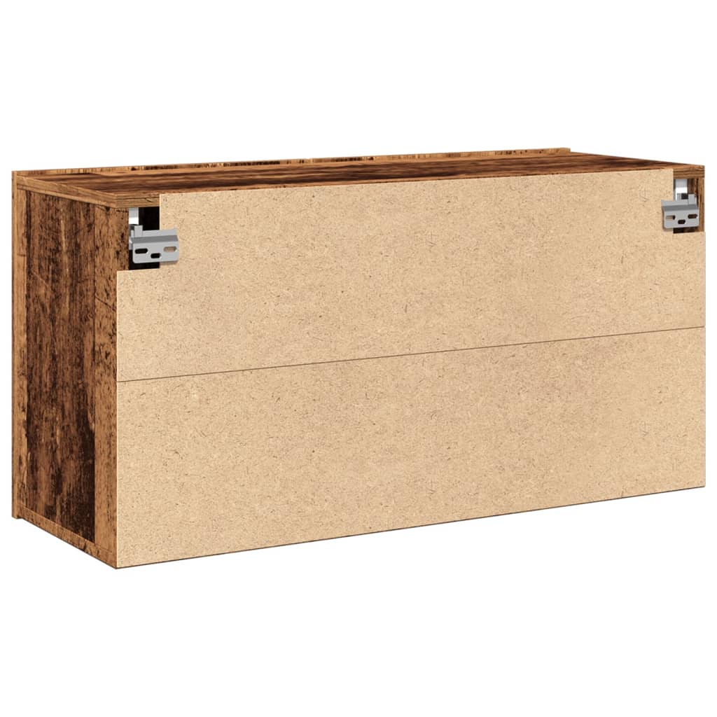 antik fa színű falra szerelhető TV-szekrény 80 x 30 x 41 cm