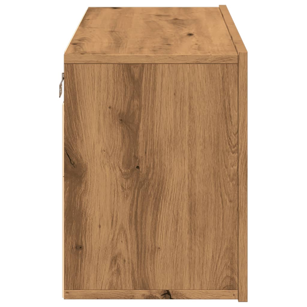 kézműves tölgy színű falra szerelhető TV-szekrény 80x30x41 cm