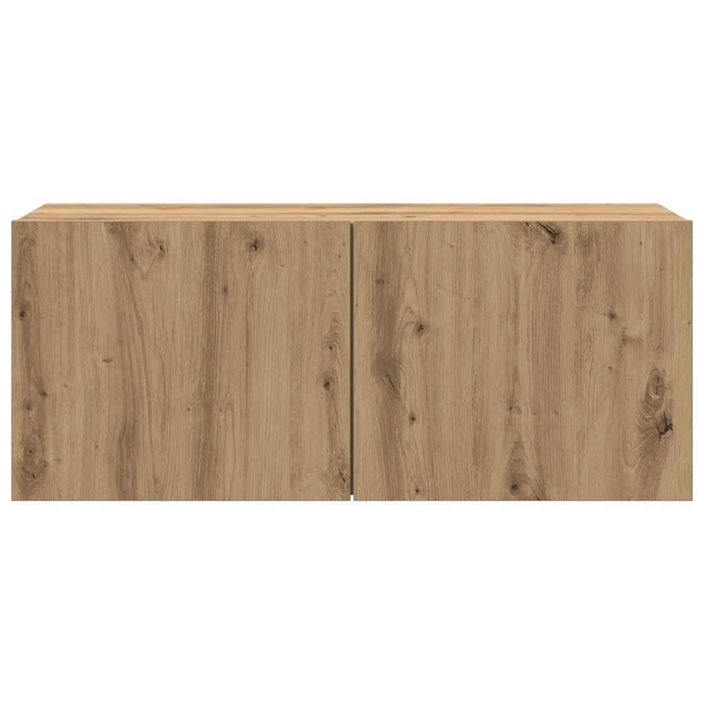 kézműves tölgy színű falra szerelhető TV-szekrény 100x30x41 cm
