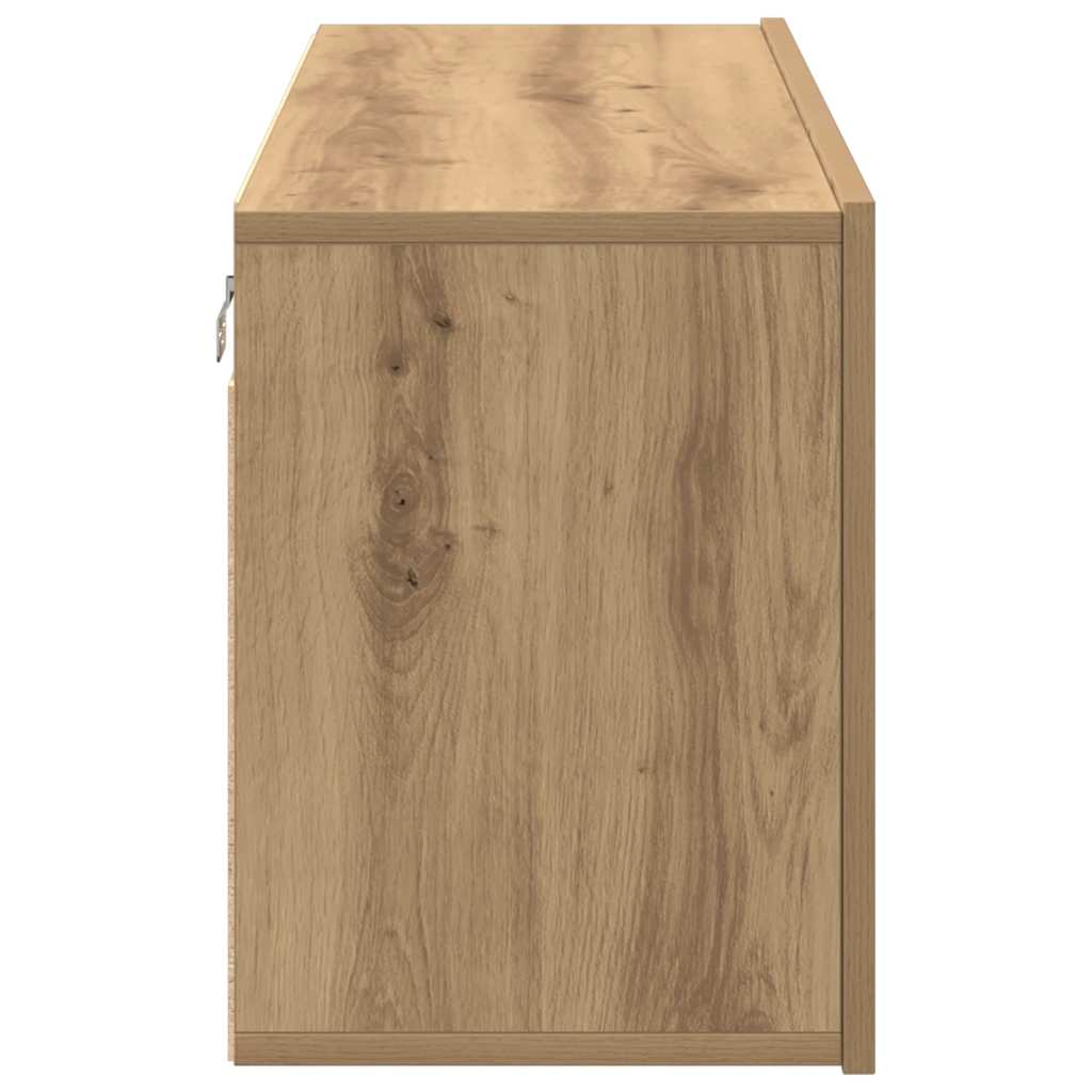 kézműves tölgy színű falra szerelhető TV-szekrény 100x30x41 cm