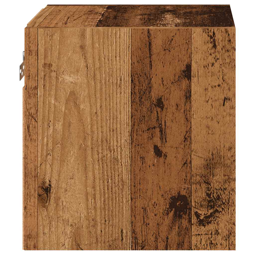 antik fa színű fali TV-szekrény LED-világítással 30x28,5x30 cm