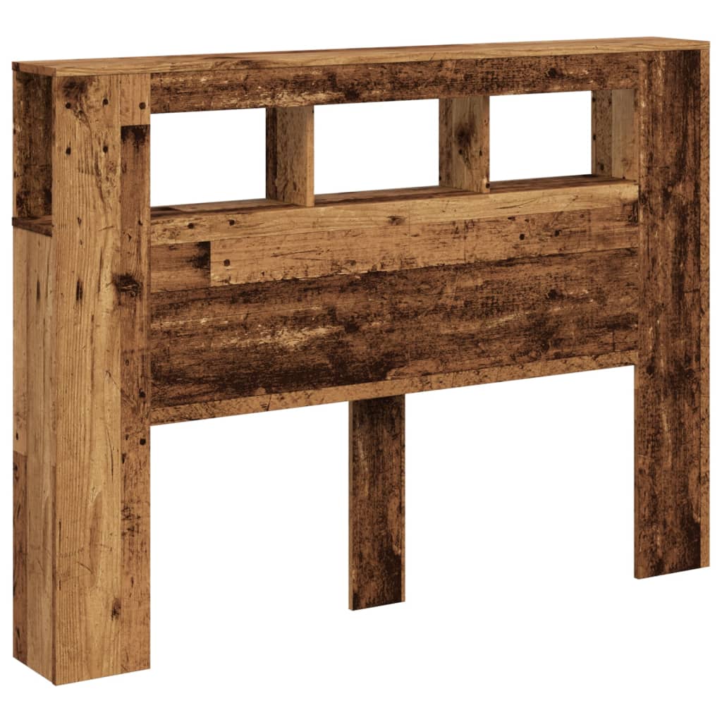 antik fa színű szerelt fa LED-es fejtámla 140x18,5x103,5 cm